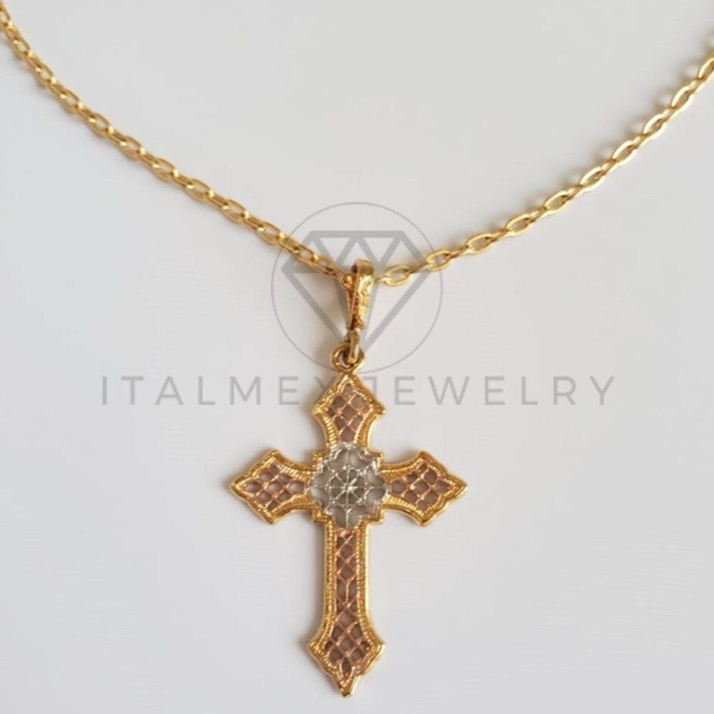 18K Real Gold Plated Goth Style Cross & 22" Chain